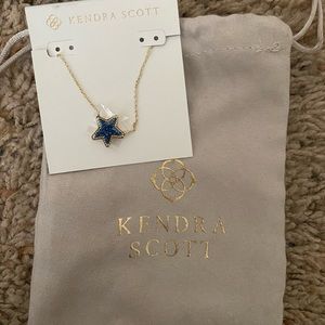 Kendra Scott Jae Star Gold Blue Drusy Necklace